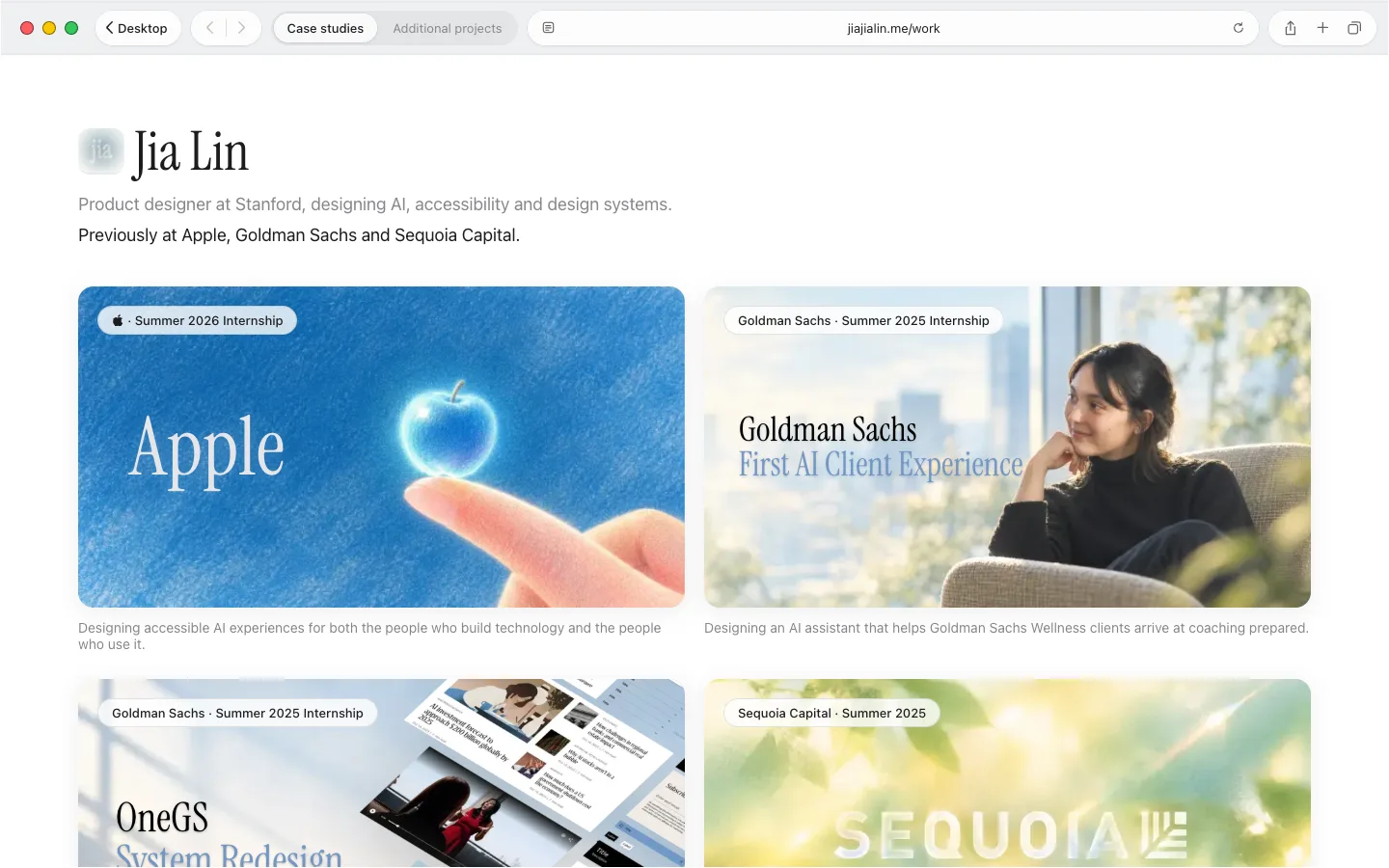 Work · Safari window, as it appears on the site